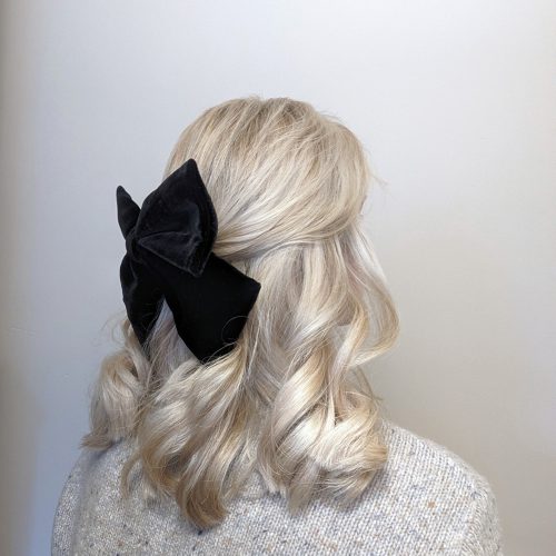 White Silk Velvet Hair Bow – Kate Harris Design
