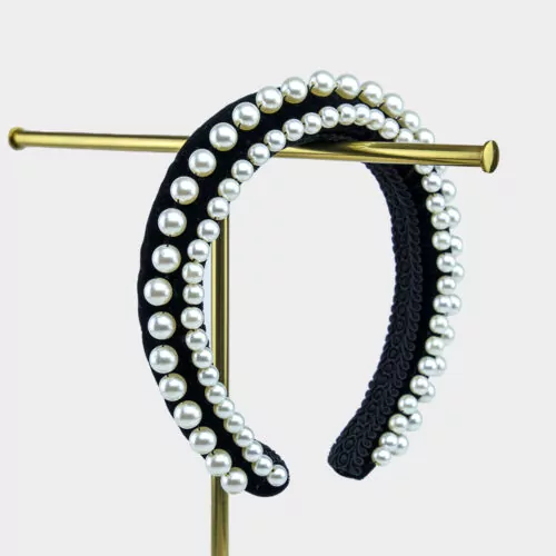 Black Silk Velvet Pearl Black Silk Velvet Pearl Hairband | Kate Harris Design