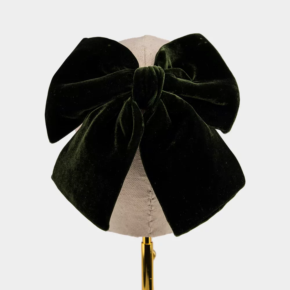 Dark Green Silk Velvet Hair Bow | Kate Harris Design