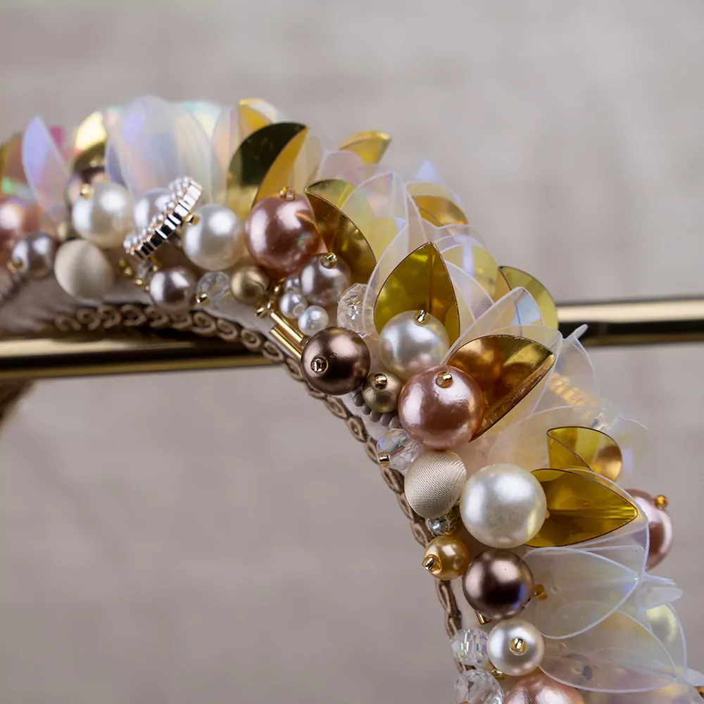 Gold Silk Velvet Pearl Headband