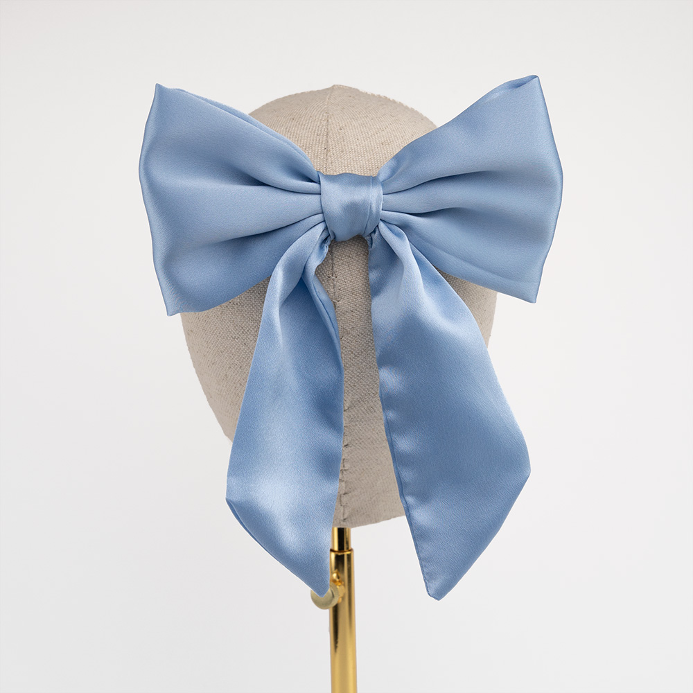 Baby Blue Silk Satin Barrette Clip Bow | Kate Harris Design