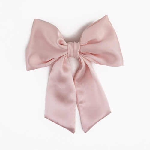 Baby Pink Silk Satin Barrette Clip Bow | Kate Harris Design