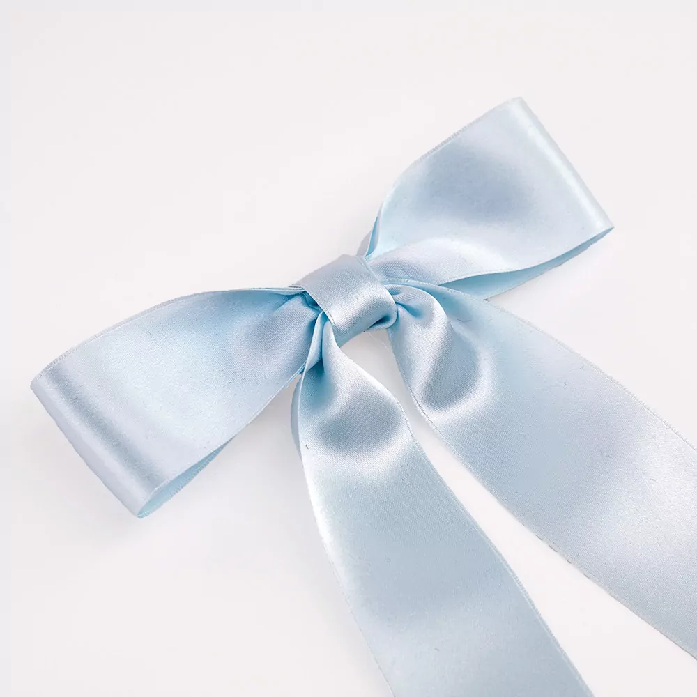 Powder Blue Silk Ribbon Bow Long | Kate Harris Design