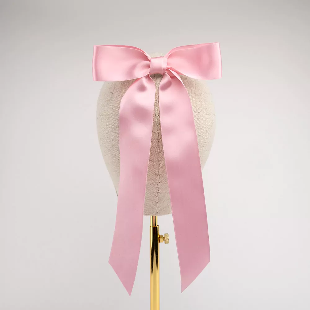 Powder Pink Silk Ribbon Bow Long | Kate Harris Design