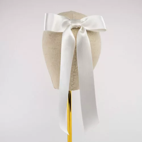 Pure White Silk Ribbon Bow Long | Kate Harris Design