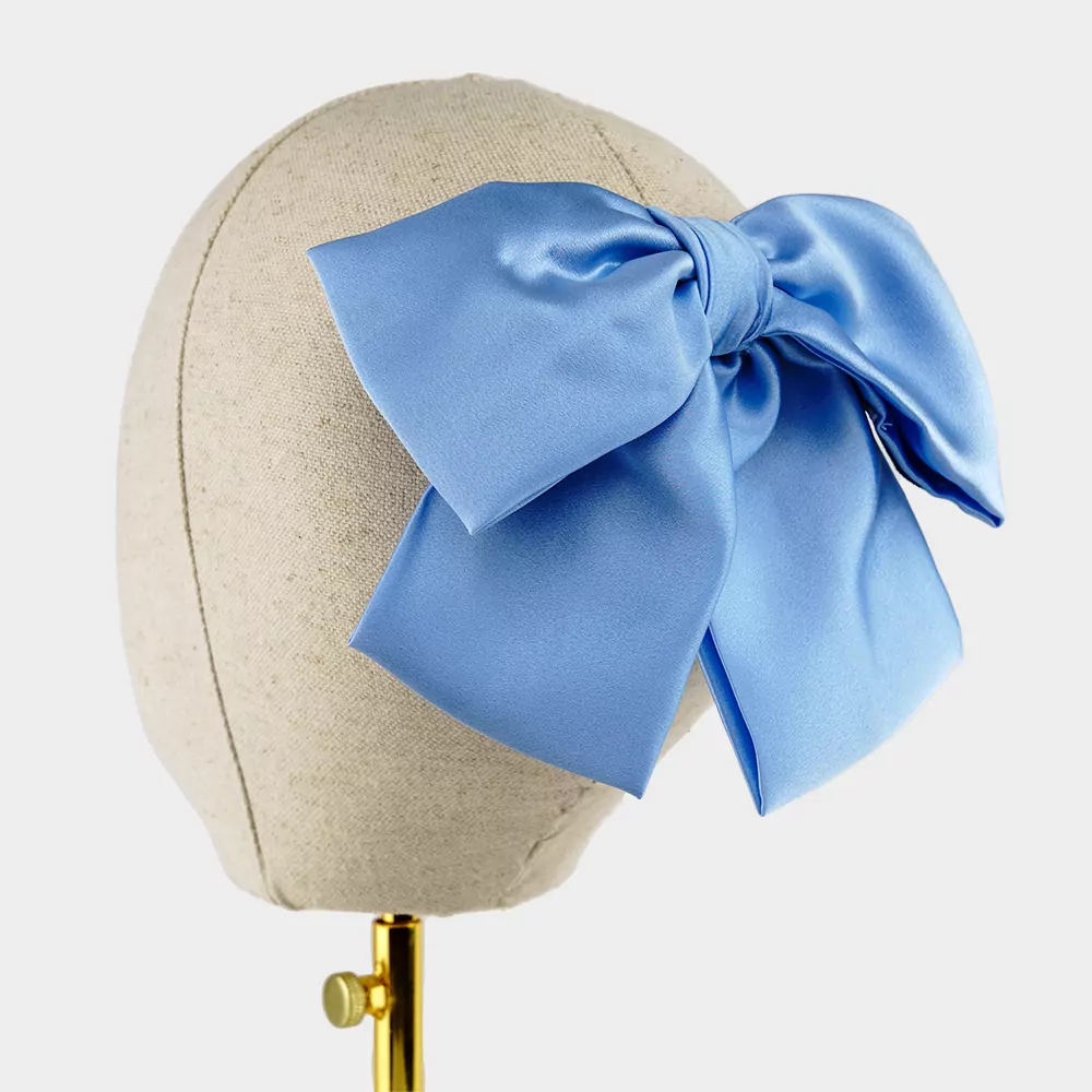 Baby Blue Silk Double Loop Barrette Bow | Kate Harris Design