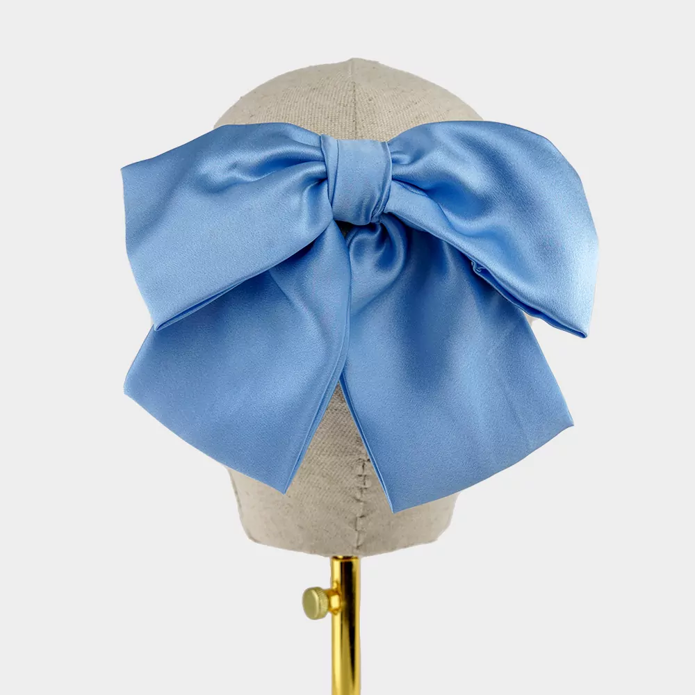 Baby Blue Silk Double Loop Barrette Bow | Kate Harris Design