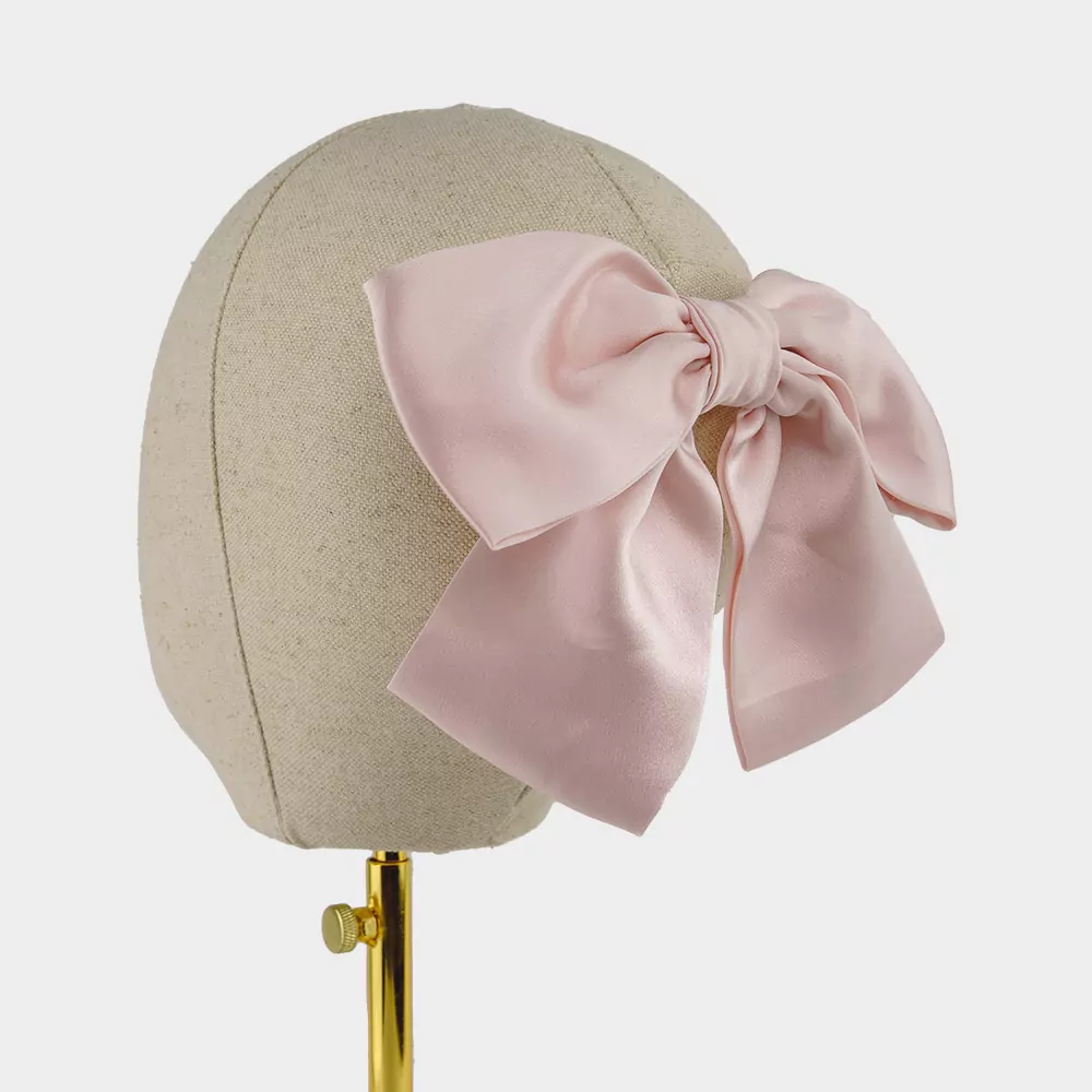 Baby Pink Silk Double Loop Barrette Bow | Kate Harris Design