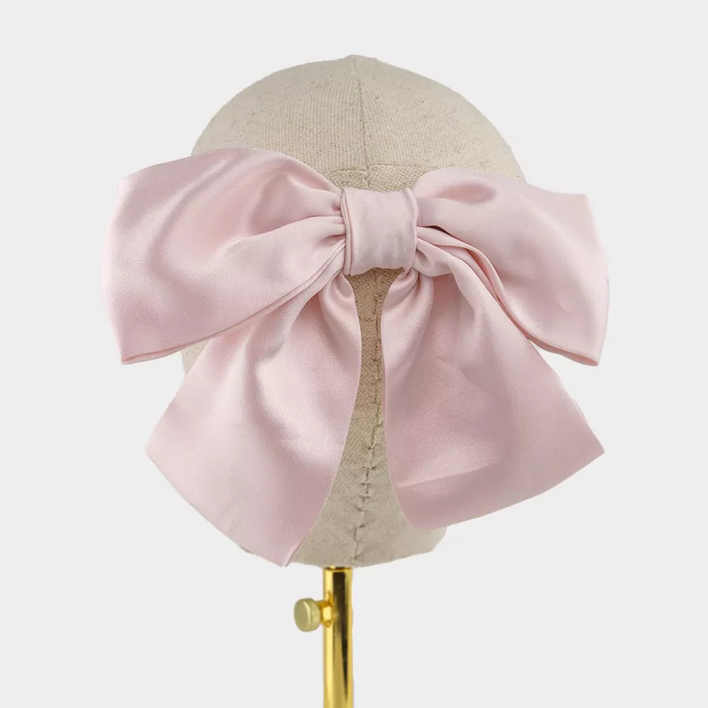 Baby Pink Silk Double Loop Barrette Bow | Kate Harris Design