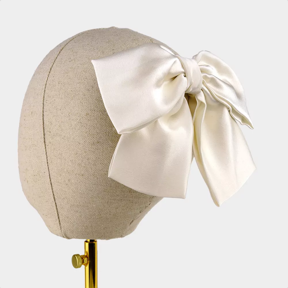 White Silk Double Loop Barrette Bow | Kate Harris Design