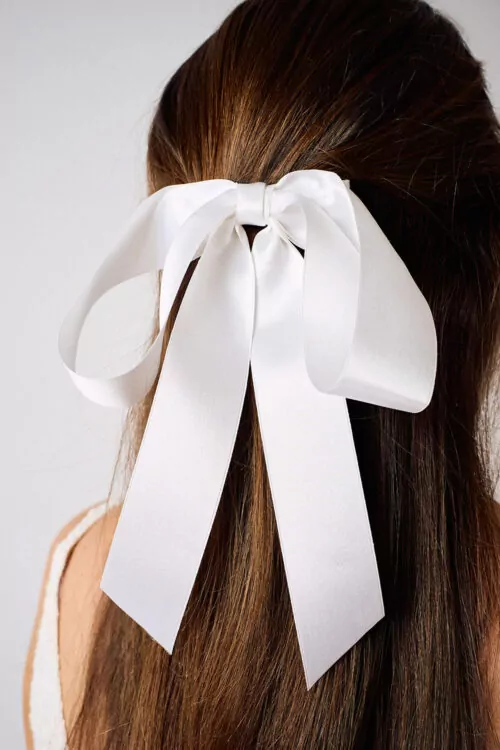Floppy Silk White Ribbon Bow | Kate Harris Design