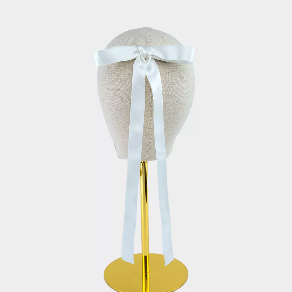 Skinny Long Silk White Ribbon Bow | Kate Harris Design