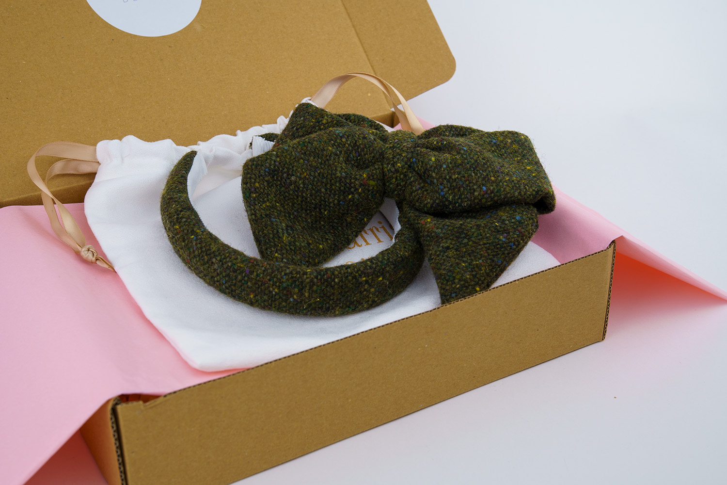 Regular Green Fleck Hairband & Green Fleck Sailor Bow | Kate Harris Design
