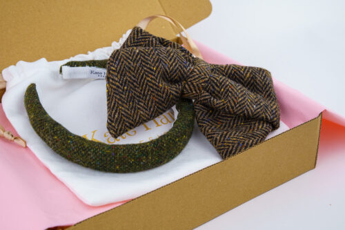Regular Green Fleck Hairband & Herringbone Sailor Bow | Kate Harris Design