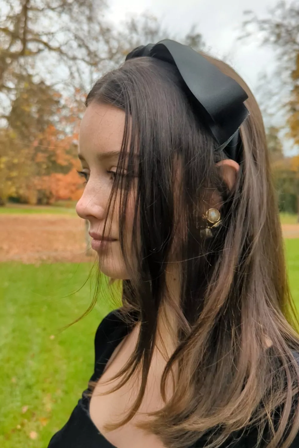 Silk Ribbon Bow Hairband - Black | Kate Harris Design