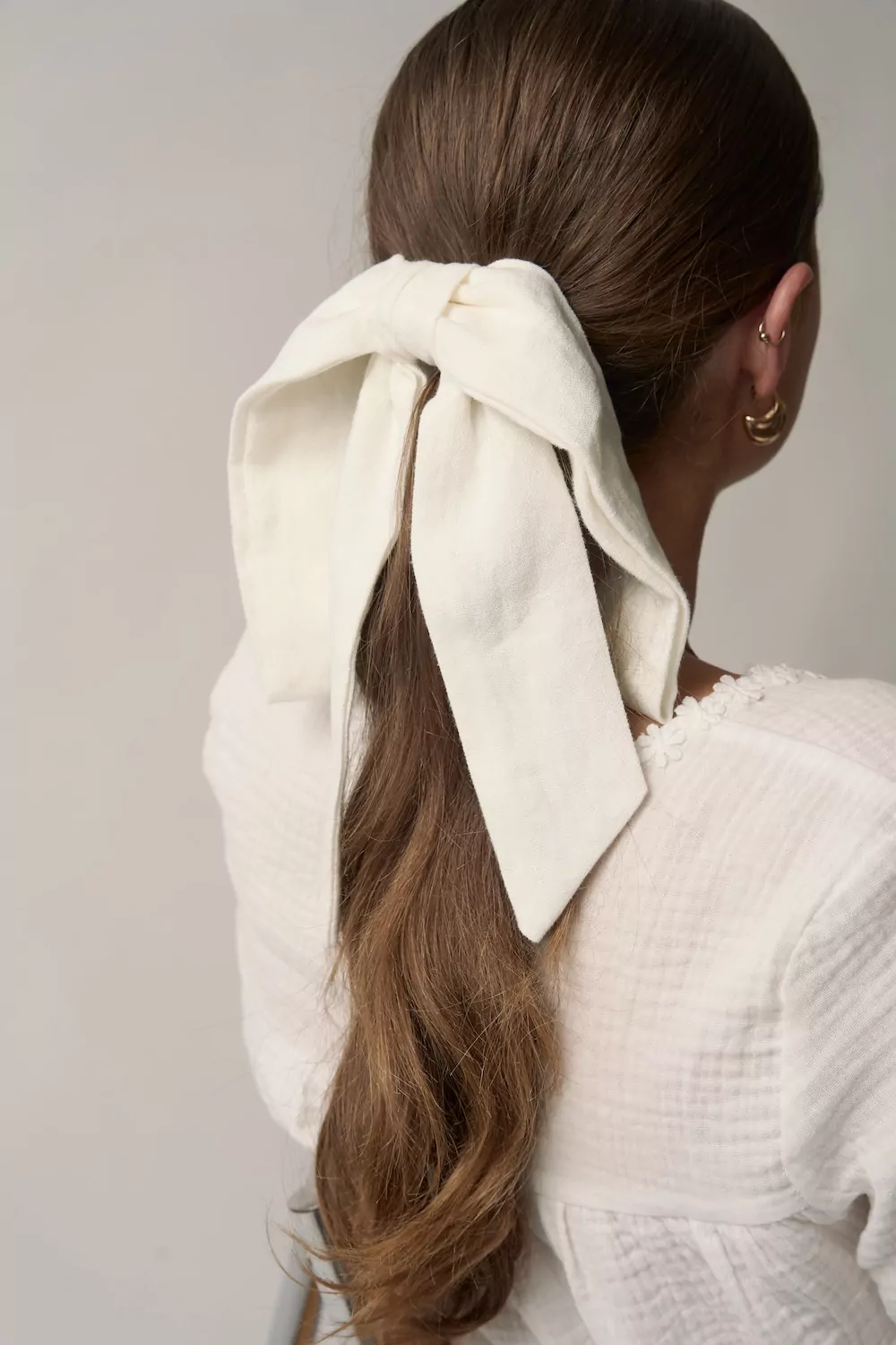The Irish Linen Longline Bow in Cream 1 | Luxury Hair Bow | Kate Harris Design.jpg