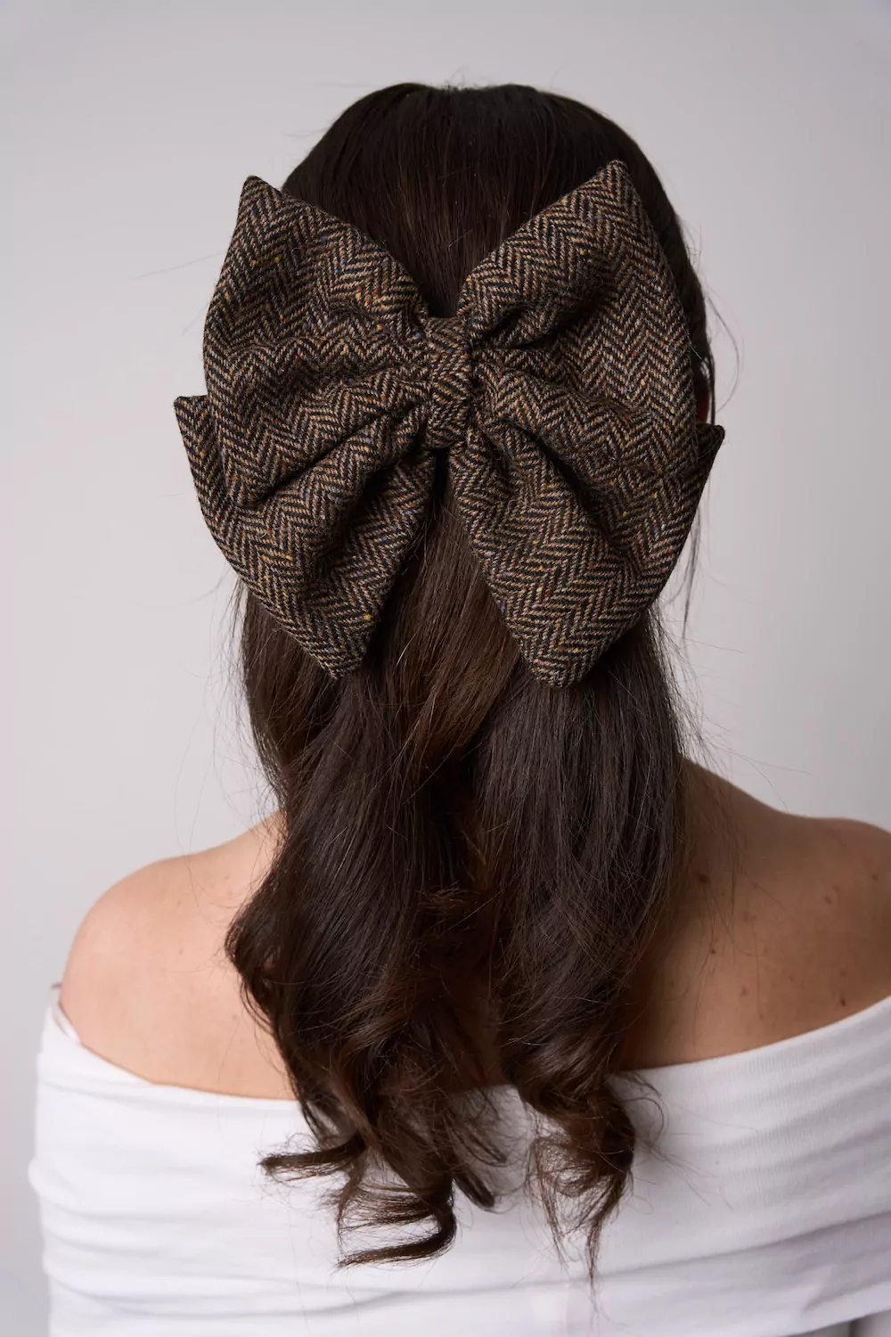 'The Herringbone' Oversized Donegal Tweed Bow