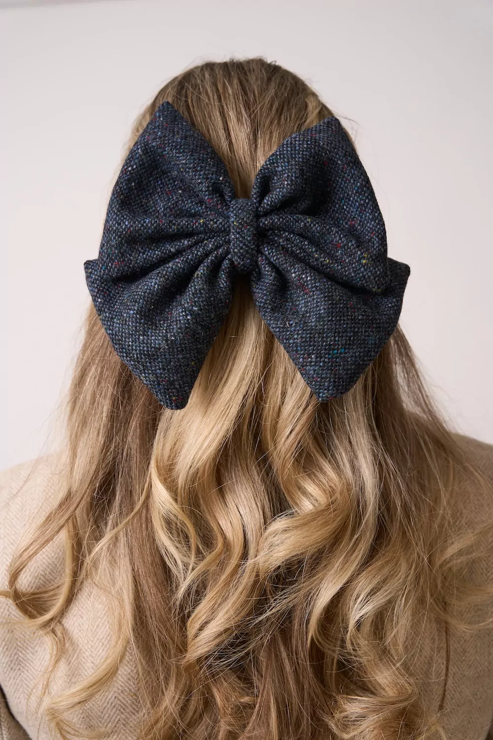 'The Navy Fleck' Oversized Donegal Tweed Bow