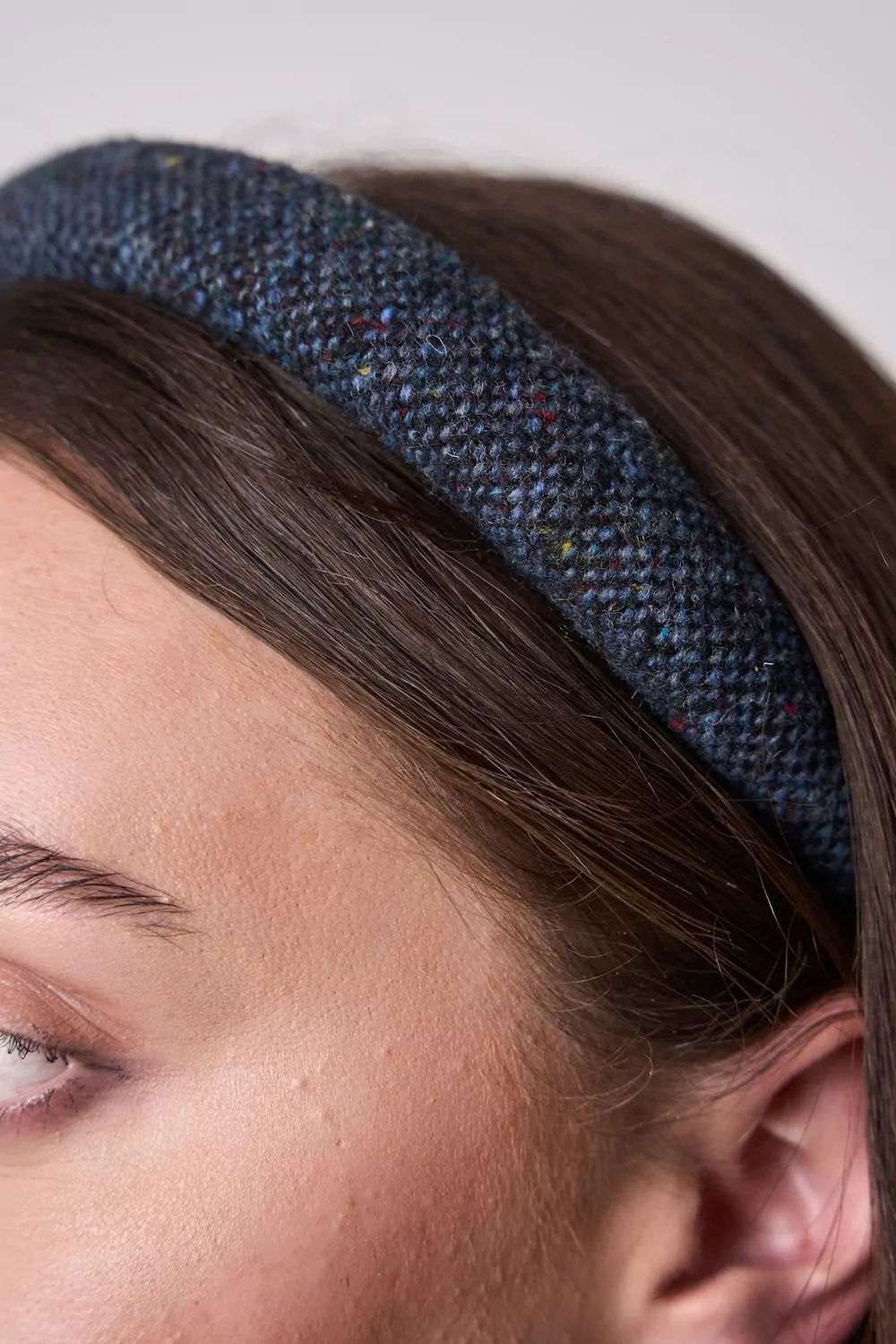 'The Navy Fleck' Regular Padded Donegal Tweed Hairband - Image 3