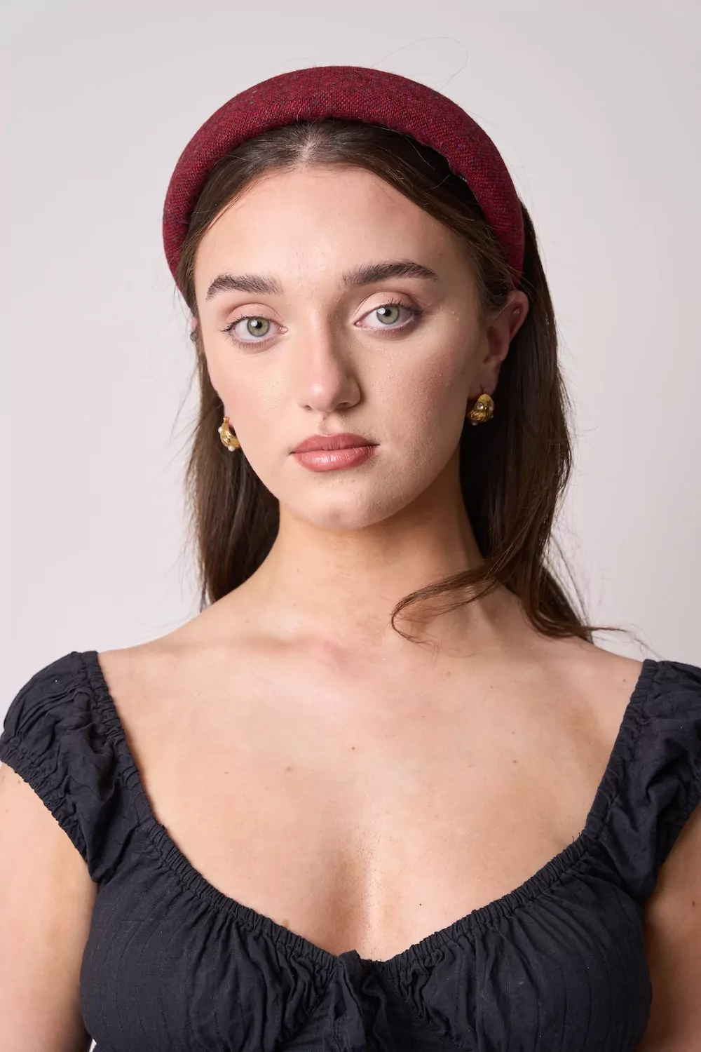 'The Red Fleck' Wide Padded Donegal Tweed Hairband - Image 2