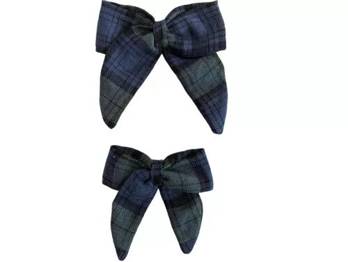 The Mammy & Me Irish Linen Bow Set | Green Tartan | Kate Harris Design