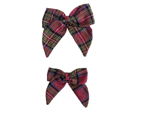 The Mammy & Me Irish Linen Bow Set | Red Tartan | Kate Harris Design 2